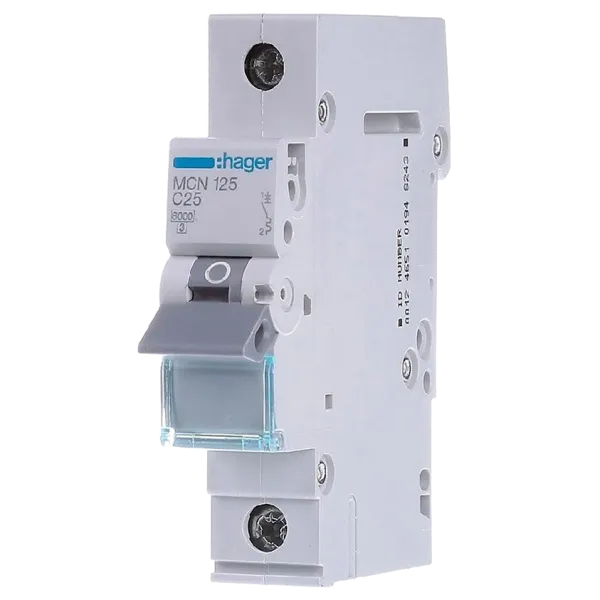Hager MCN125 Автоматичний вимикач 1P 6kA C-25A 1M
