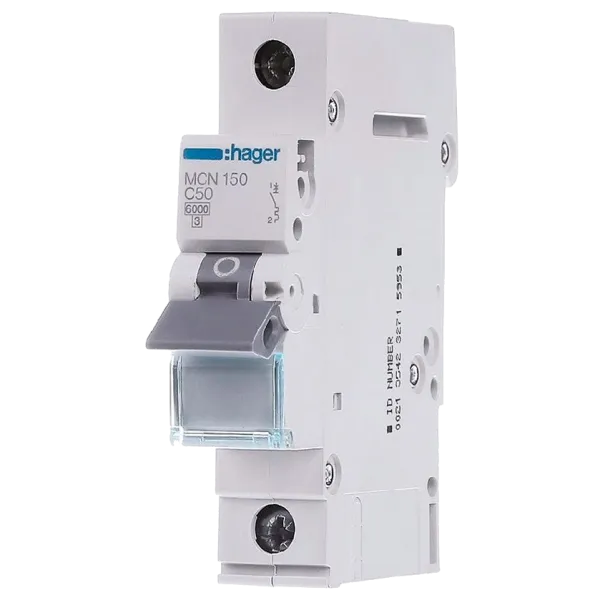 Hager MCN150 Автоматичний вимикач 1P 6kA C-50A 1M