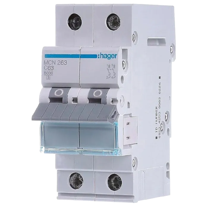 Hager MCN263 Автоматичний вимикач 2P 6kA C-63A 2M