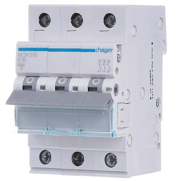 Hager MCN310 Автоматичний вимикач 3P 6kA C-10A 3M