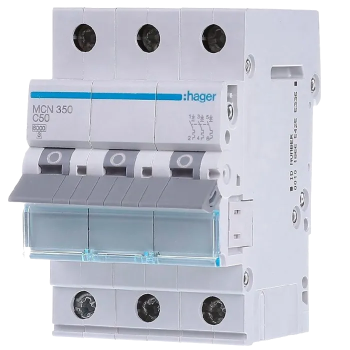Hager MCN350 Автоматичний вимикач 3P 6kA C-50A 3M