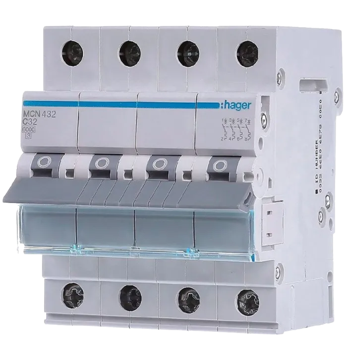 Hager MCN432 Автоматичний вимикач 4P 6kA C-32A 4M