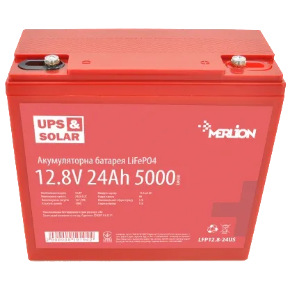Merlion LiFePO4 12.8В 24А•г Літієва акумуляторна батарея