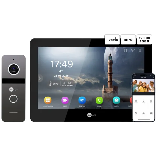 Neolight MEZZO Hybrid Black + SOLO FHD Graphite Комплект відеодомофону