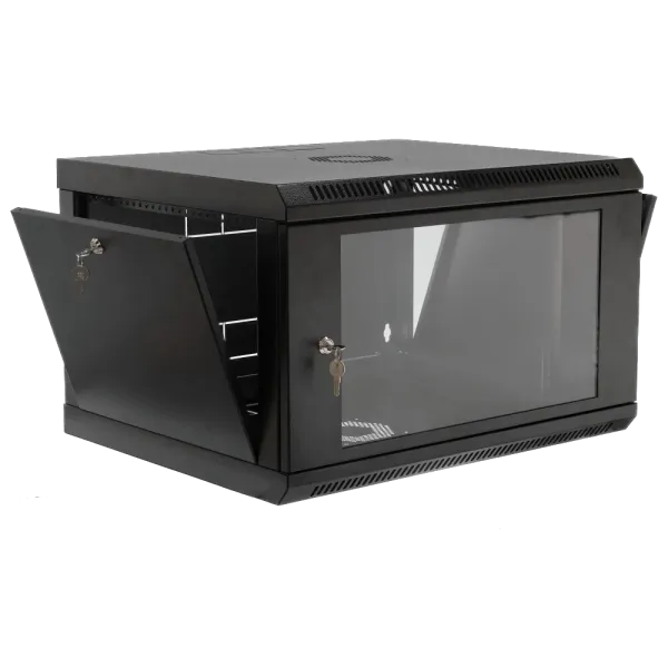 19" 6U, 600x400x373мм акрилове скло, чорна Шафа