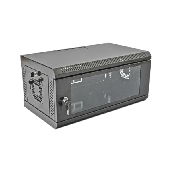 Шкаф 4U, 530х400х300 мм, акрилове скло, чорний(5404B)