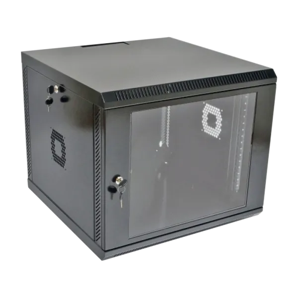 9U Шафа 19", 600х600х507 мм (Ш*Г*В), акрилове скло, чорна