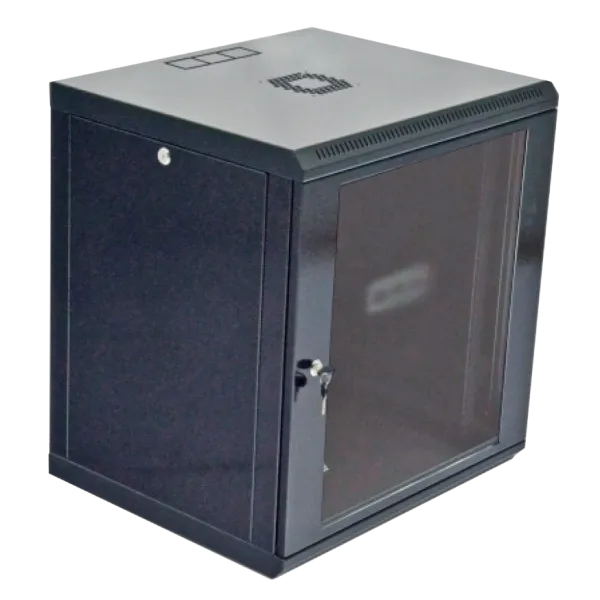 19"12U Шафа, 600x500x640мм (Ш*Г*В), економ,акрилове скло, чорна