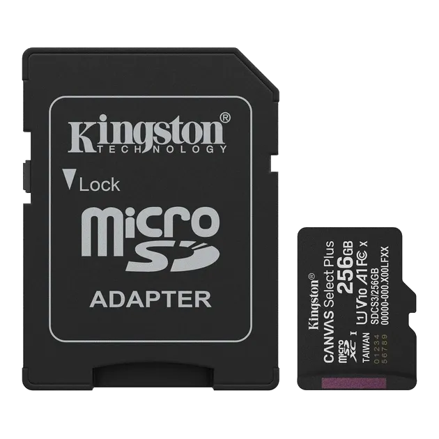 Kingston microSD 256GB C10 UHS-I A1 V10 R150MB/s + SD Карта пам'яті