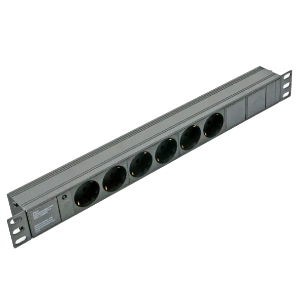 19" 1U Блок на 6 роз. нім. станд. 10А без шнура з індикатором