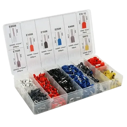 (E0508w-200, E7508g-200, E1008r-200, E1508bl-250, E2508b-250, E4009g-50, E6012y-25, E1012r-25) Набір клем/наконечників 1200шт