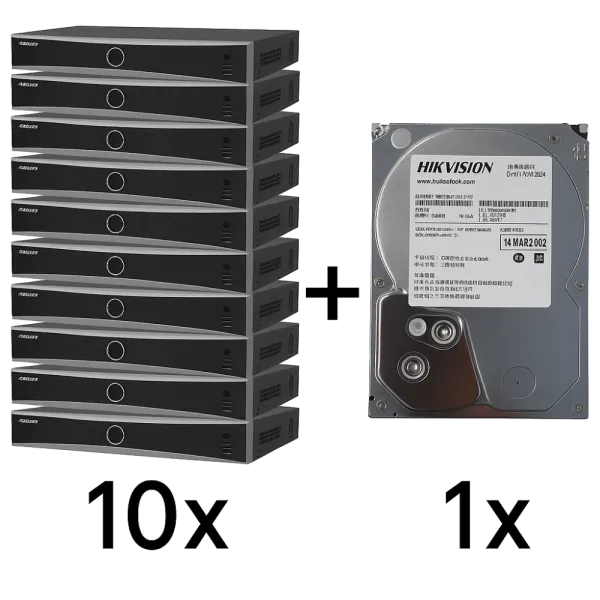 DS-7616NXI-K2(D) 10 шт + DS40HKVS-VX1 Комплект Hikvision