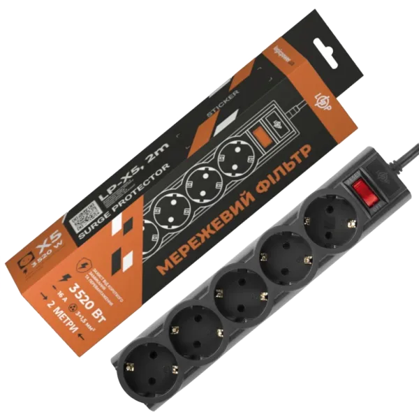 PREMIUM LP-X5-2 Black Подовжувач мережевий (фільтр)