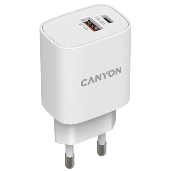 Canyon H-08 white (QC18W/PD 20W) Мережевий зарядний пристрiй