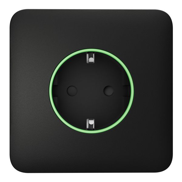 Розумна вбудована розетка з функцією моніторингу споживання електроенергії Ajax Outlet [type F] Jeweller Black