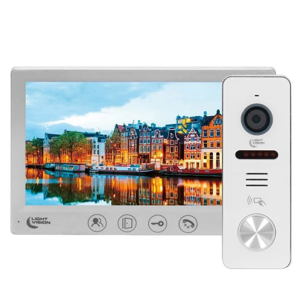Комплект відеодомофона Light Vision: домофон 7" AMSTERDAM FHD White та відеопанель 2Mp White