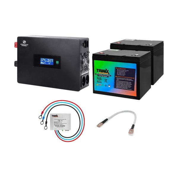 Комплект резервного живлення: високочастотний інвертор 1500VA/1.5kW Kraft + акумуляторна батарея Trinix 12V70Ah LiFePo4 2 шт.