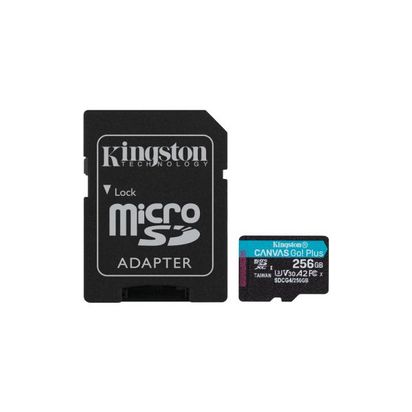 Карта пам'яті Kingston microSDXC 256GB Canvas Go! Plus G4 Class 10 UHS-I U3 V30 A2 + SD-адаптер (SDCG4/256GB)