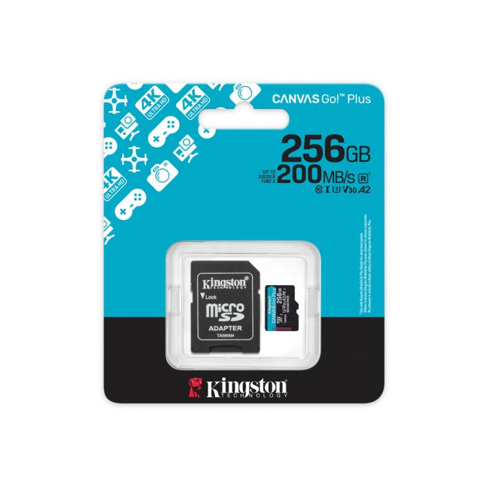 Карта пам'яті Kingston microSDXC 256GB Canvas Go! Plus G4 Class 10 UHS-I U3 V30 A2 + SD-адаптер (SDCG4/256GB)