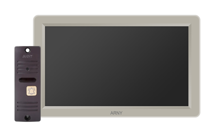 Комплект відеодомофона мультиформатний ARNY AVD-7012FHD (AVD-712FHD 2Мп 7'' IPS + AVP-05 2Мп 74°), Beige + Brown