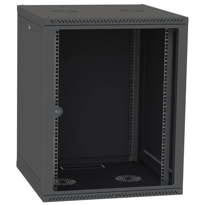 IPCOM СН-18U 600х600 Шафа телекомунікаційна двері скло (чорна)