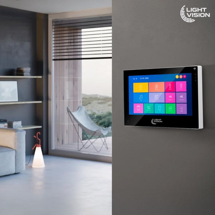 Комплект відеодомофона Light Vision: домофон 7" SINGAPORE (AI) FHD Black та відеопанель RIO FHD Grey
