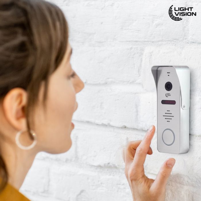 Комплект відеодомофона Light Vision: домофон 7" AMSTERDAM FHD White та відеопанель RIO FHD Silver
