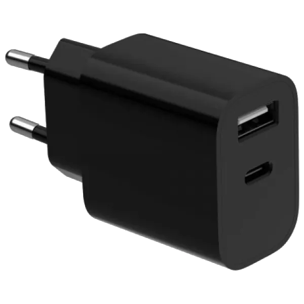 Gembird TA-UC-2AC12-01-BK (USB Type A + USB Type C) Мережевий зарядний пристрій