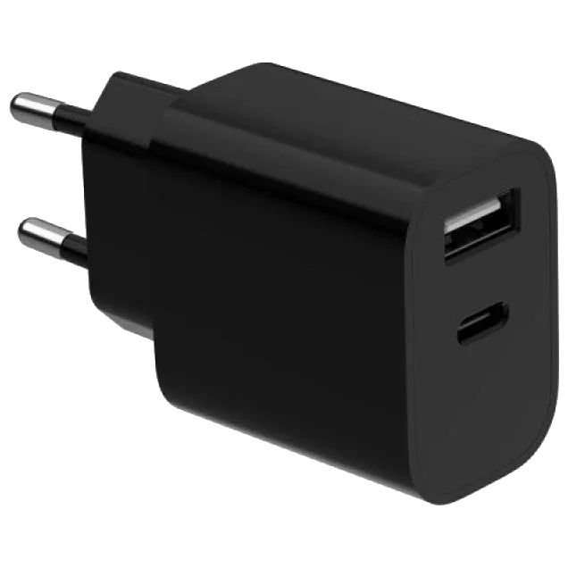 Gembird TA-UC-2AC12-01-BK 1xUSB-A+1xUSB-C 5V/2.4A 12W Мережевий зарядний пристрій