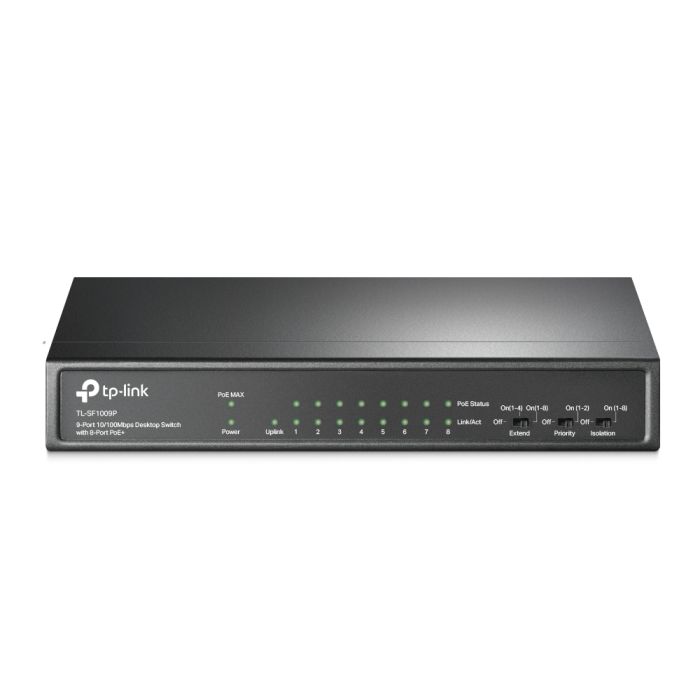 PoE-комутатор TP-Link TL-SF1009P 9-портів, 8 портів PoE+, 65W, некерований, 250 м