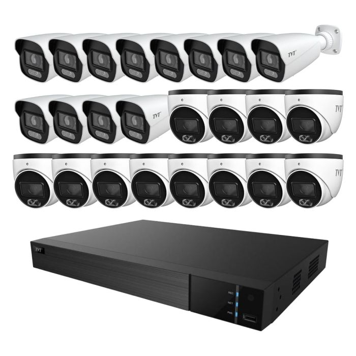 Комплект IP-відеонагляду на 24 камери TVT IP-Video Kit 24x6Mp (T/B): 12 купольних 6Mp відеокамер + 12 циліндричних 6Mp відеокамер + 32-канальний 12Mp відеореєстратор