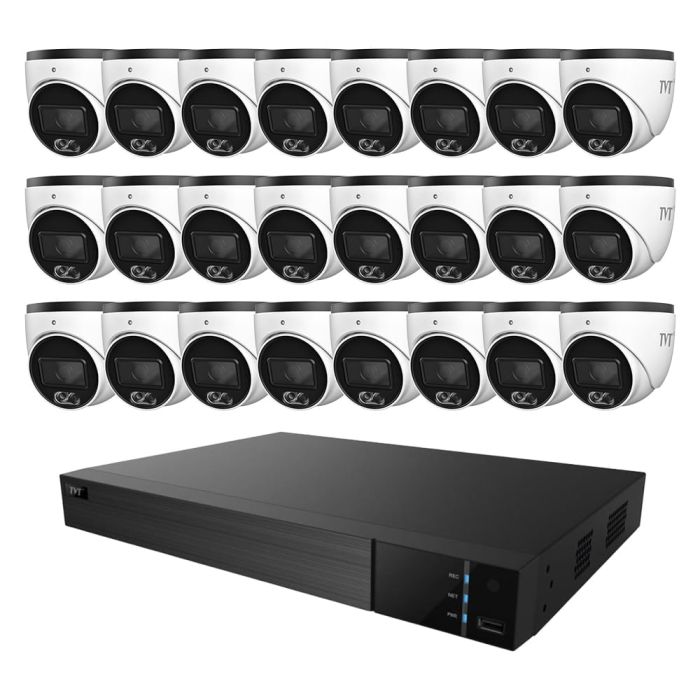 Комплект IP-відеонагляду на 24 камери TVT IP-Video Kit 24x6Mp (T): 24 купольних 6Mp відеокамер + 32-канальний 12Mp відеореєстратор