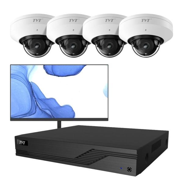 Комплект IP-відеонагляду на 4 камери з монітором TVT IP-Video Kit 4x5Mp (D) WiFi Monitor: 4 купольні 5Mp WiFi відеокамери + 4-канальний 8Mp відеореєстратор + FullHD монітор