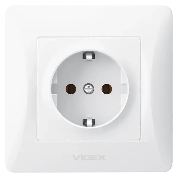 VIDEX BINERA (VF-BNSK1G-W) (20/120) Розетка біла 1 пост з заземленням