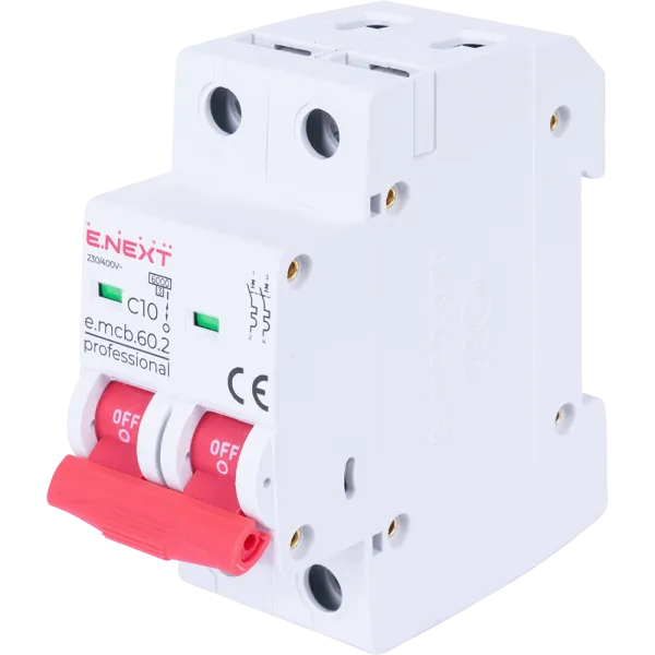 Enext e.mcb.pro.60.2.C 10 new, 2р, 10А, C, 6кА new Модульний автоматичний вимикач