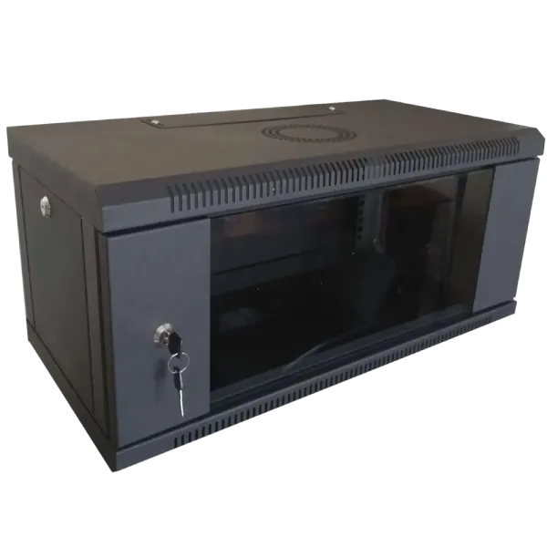 Hypernet WMNC-35-6U-FLAT-BLACK Шафа коммутаційна настінна 6U 600x350 розбірна чорна