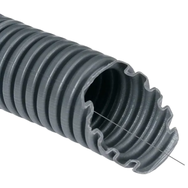 Kopos 750N/5см 20мм ПВХ Бухта 50 м Труба гофрована електромонтажна з протяжкою темно-сіра