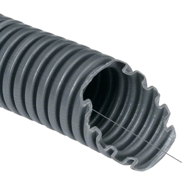 Kopos 750N/5см 20мм ПВХ Бухта 50 м Труба гофрована електромонтажна з протяжкою темно-сіра