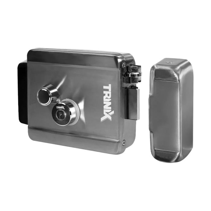 Комплект відеодомофона Light Vision з електрозамком: домофон 7" AMSTERDAM FHD Black, відеопанель 2Mp RIO FHD (RF) White зі зчитувачем Mifare, електромеханічний замок Trinix TRX Fass Steel