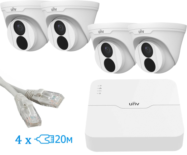 Комплект відеоспостереження Uniview IP 4TURRET